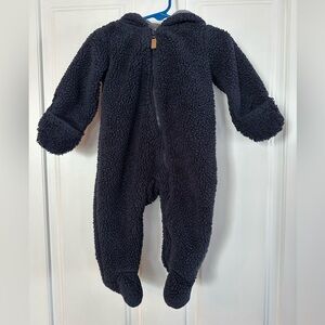 Navy Fleece Bear Bunting/Pram